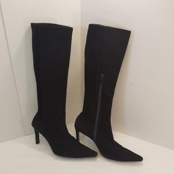 UEC. "Richard Tyler" Tall Suede Boots Black Size 7 - Picture 1 of 8